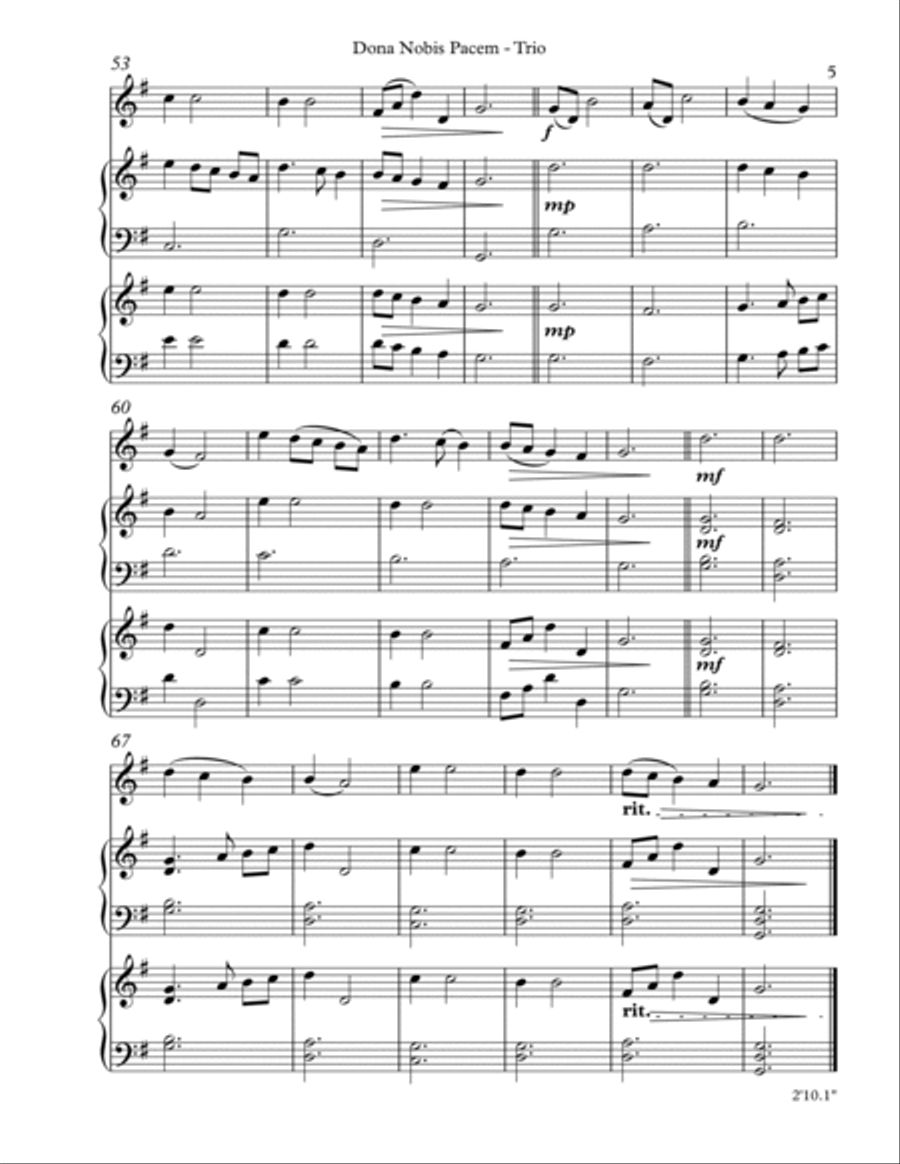 Dona Nobis Pacem, Trio for Violin, Harp, Piano image number null