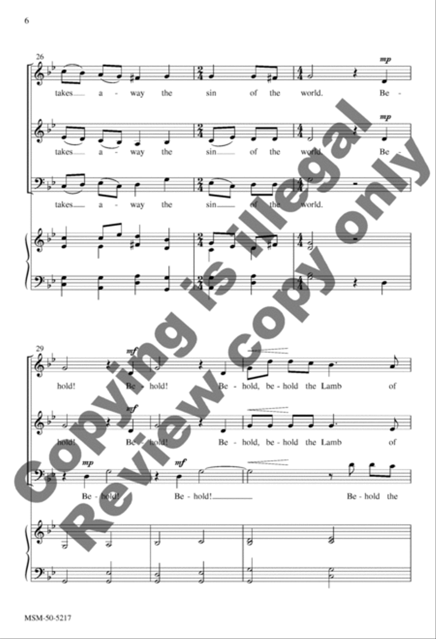 Behold the Lamb of God 3-Part scores gallery preview page 6