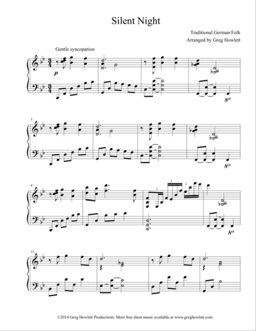 Silent Night Silent Night Piano Solo scores gallery preview page 1