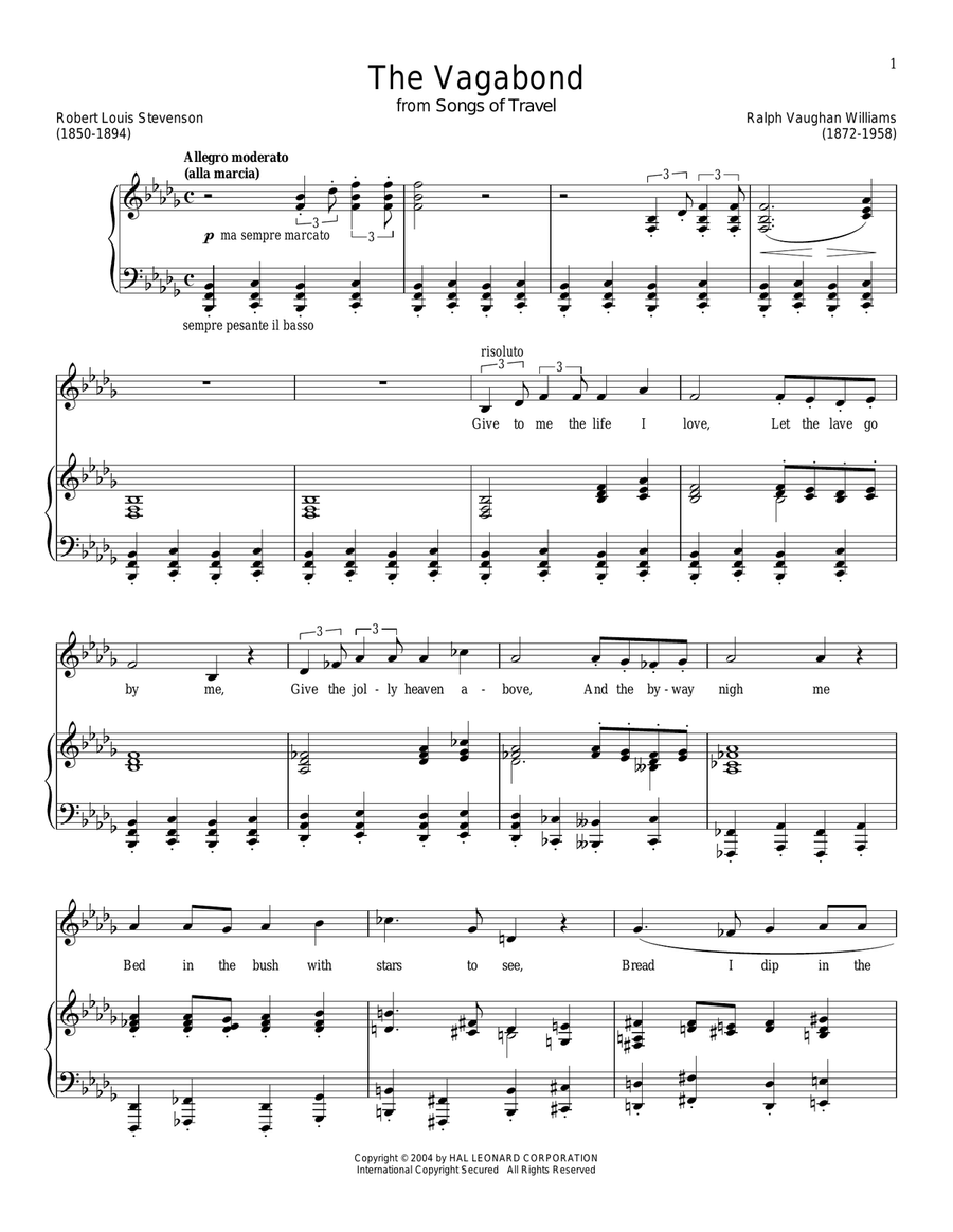 The Vagabond Piano, Vocal scores gallery preview page 1
