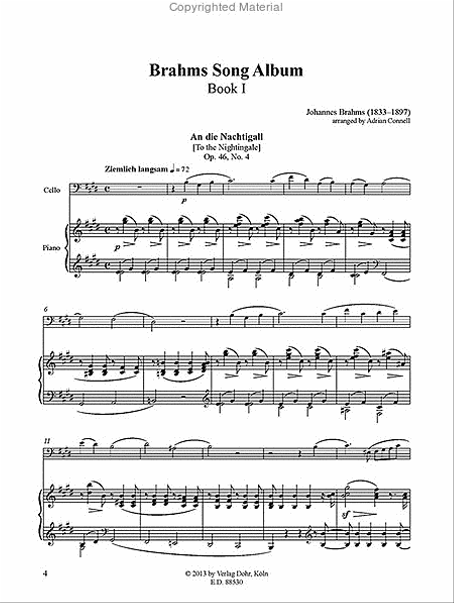 Brahms Song Album I (für Violoncello und Klavier) Piano Accompaniment scores gallery preview page 2