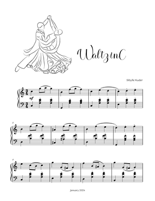 Book cover for Waltz in C for mid-Intermediate Solo Piano