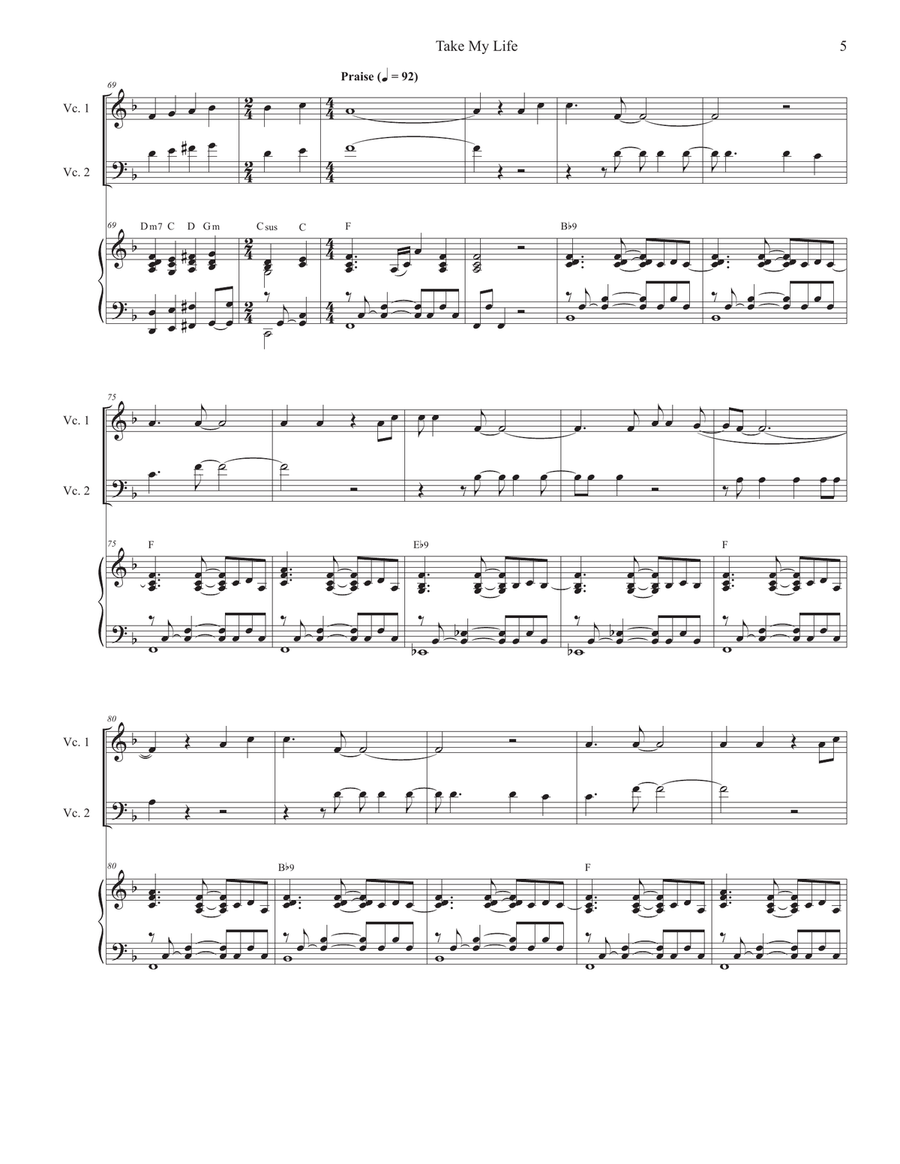 Take My Life (Cello Duet) String Duet scores gallery preview page 5