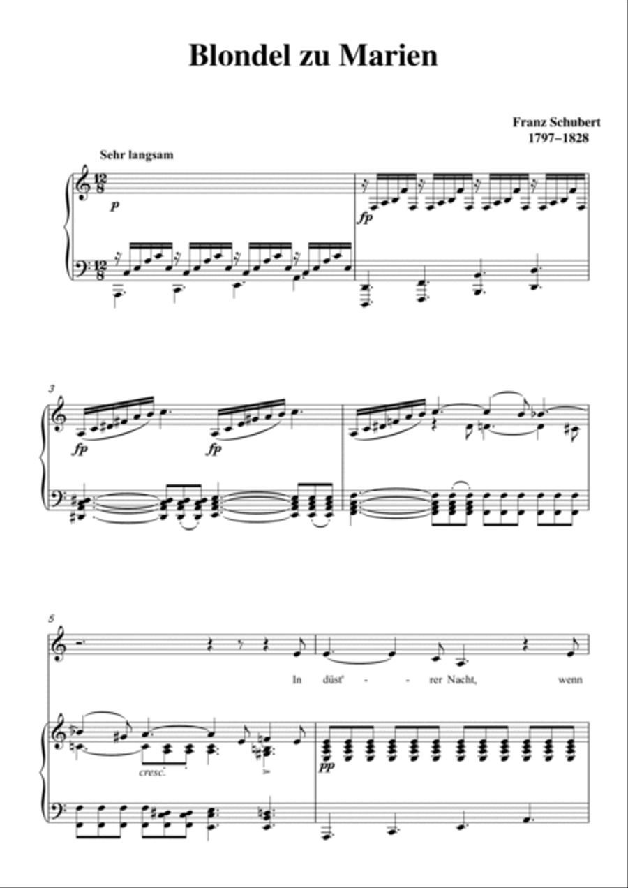 Schubert-Blondel zu Marien in a minor,for Vocal and Piano Voice scores gallery preview page 2