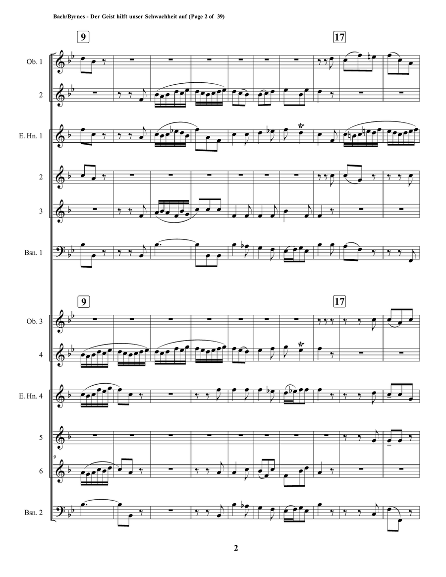 Der Geist hilft unser Schwachheit auf by J.S. Bach for Double Double-reed Choir Clarinet Choir scores gallery preview page 2