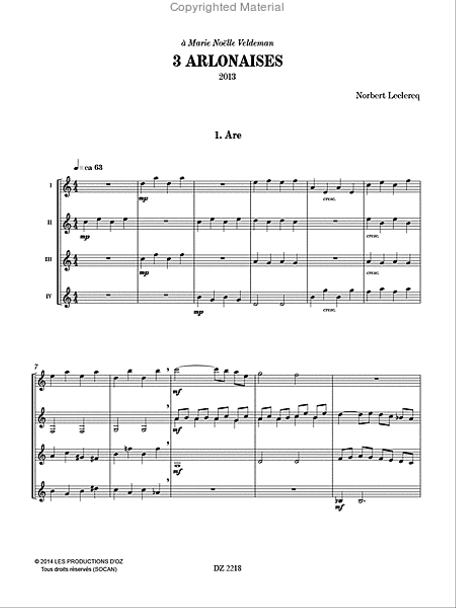 3 Arlonaises Guitar Ensemble scores gallery preview page 2