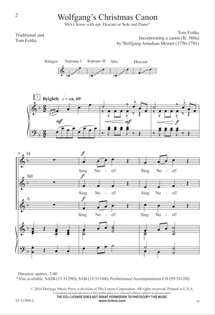 Wolfgang's Christmas Canon SSA scores gallery preview page 2