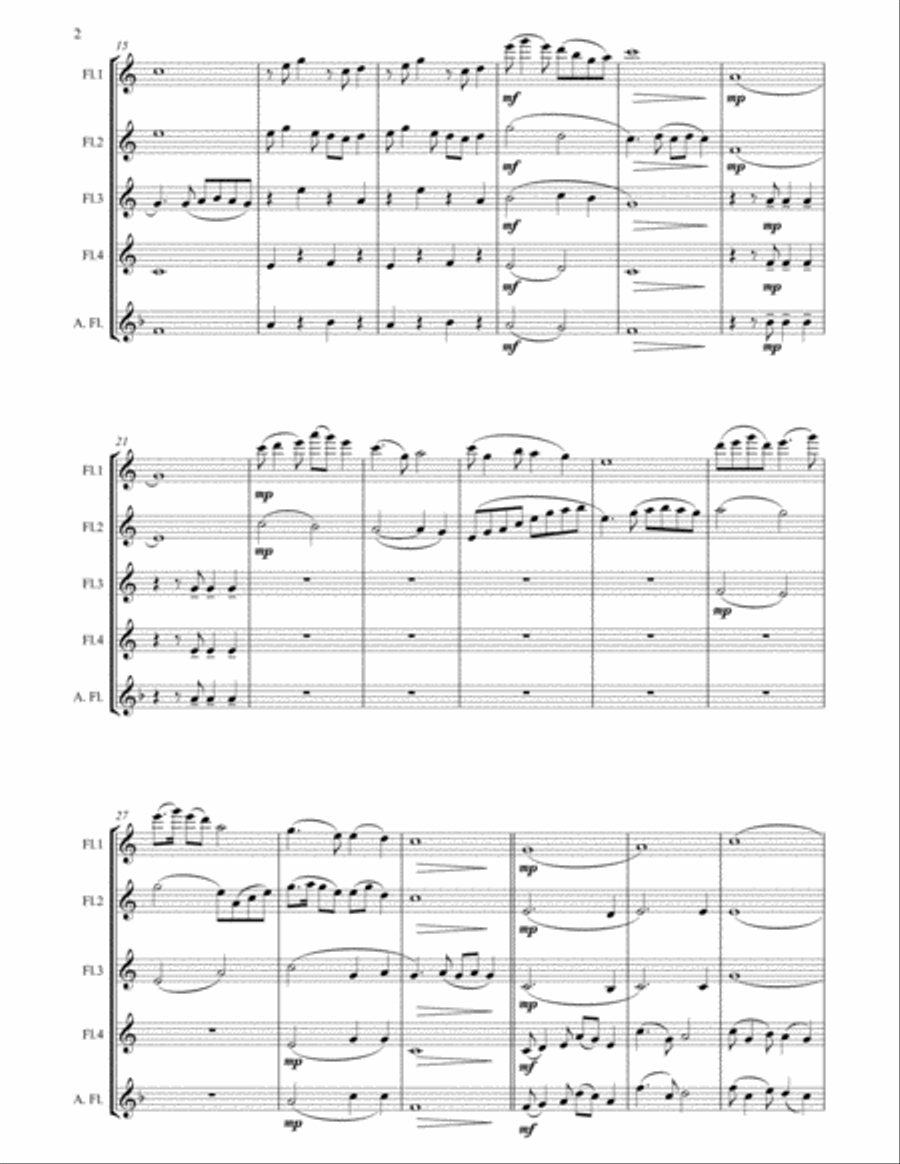 Colorful Clouds Chasing the Moon - Chinese traditional song for Flute Quartet Flute Quartet scores gallery preview page 3