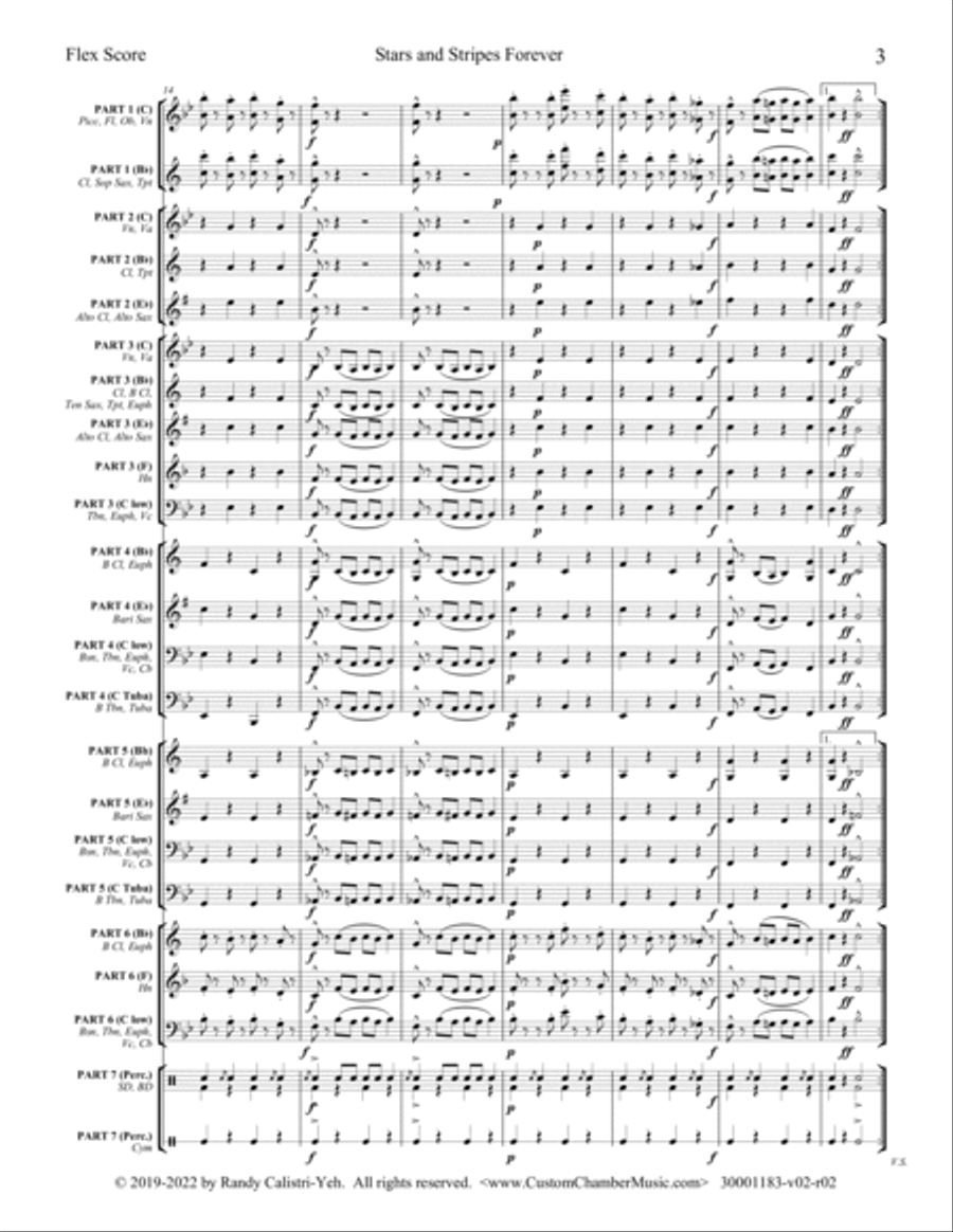 Sousa Stars and Stripes Forever (Flexible Band) Concert Band scores gallery preview page 6