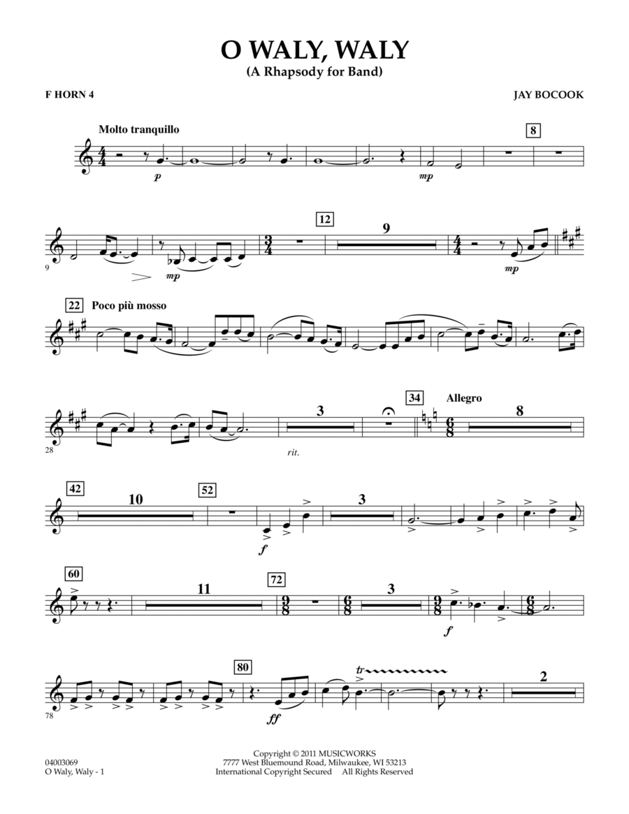 O Waly Waly (A Rhapsody For Band) - F Horn 4