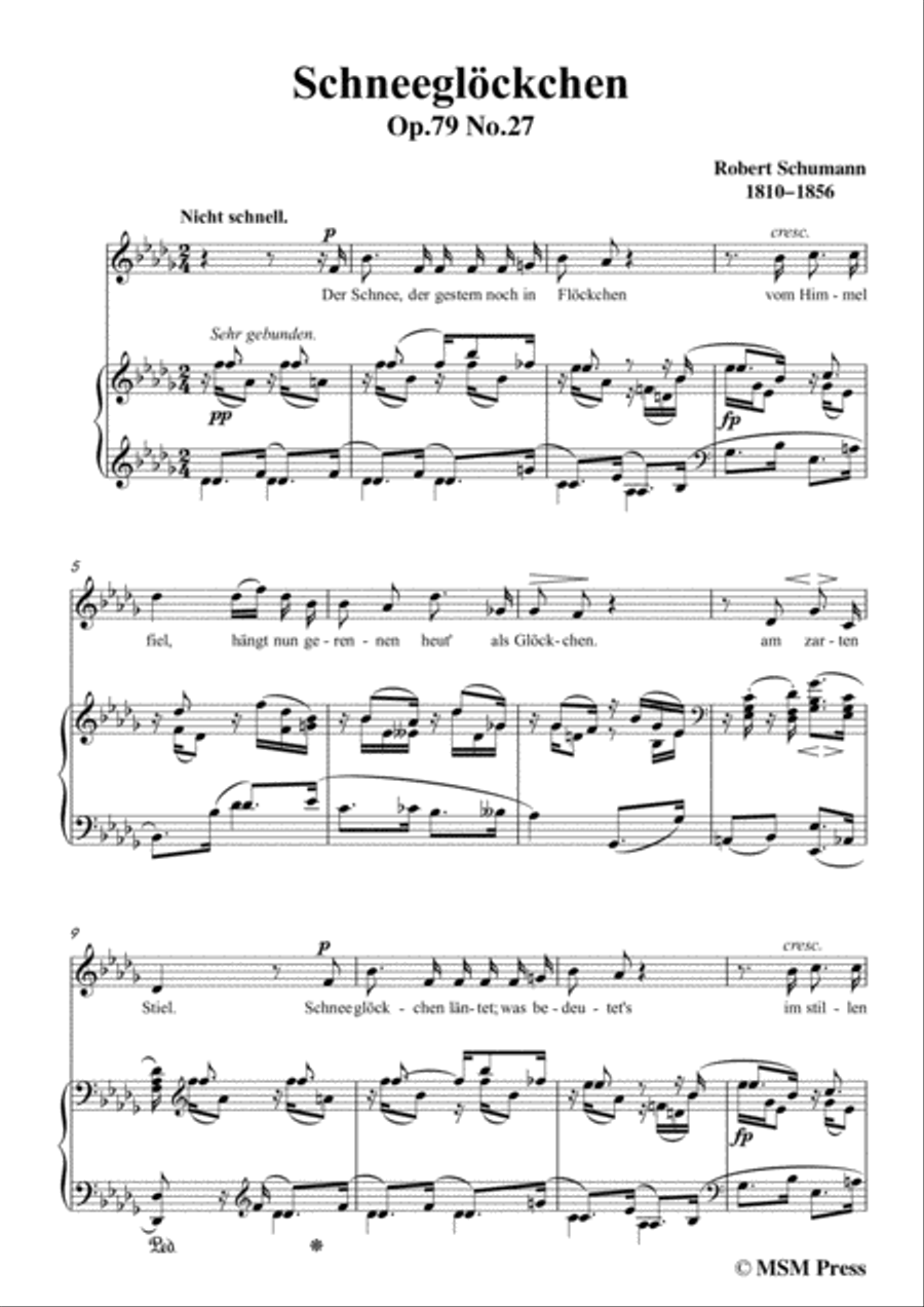 Schumann-Schneeglöckchen,in D flat Major,Op.79,No.27,for Voice and Piano Voice Solo scores gallery preview page 3