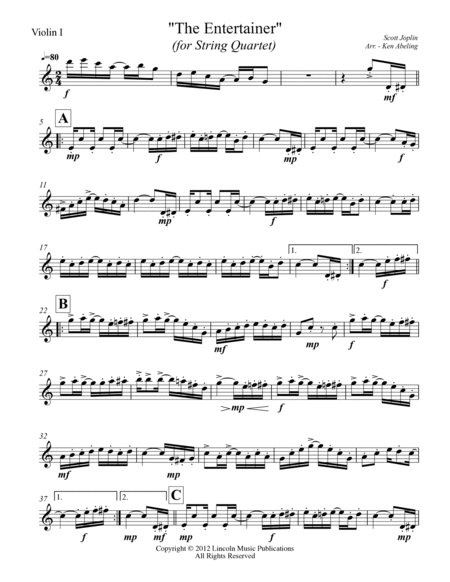 Joplin - “The Entertainer” (for String Quartet) image number null