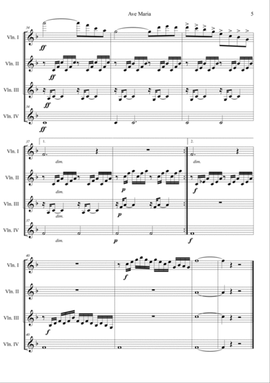Ave Maria in F Violin scores gallery preview page 5