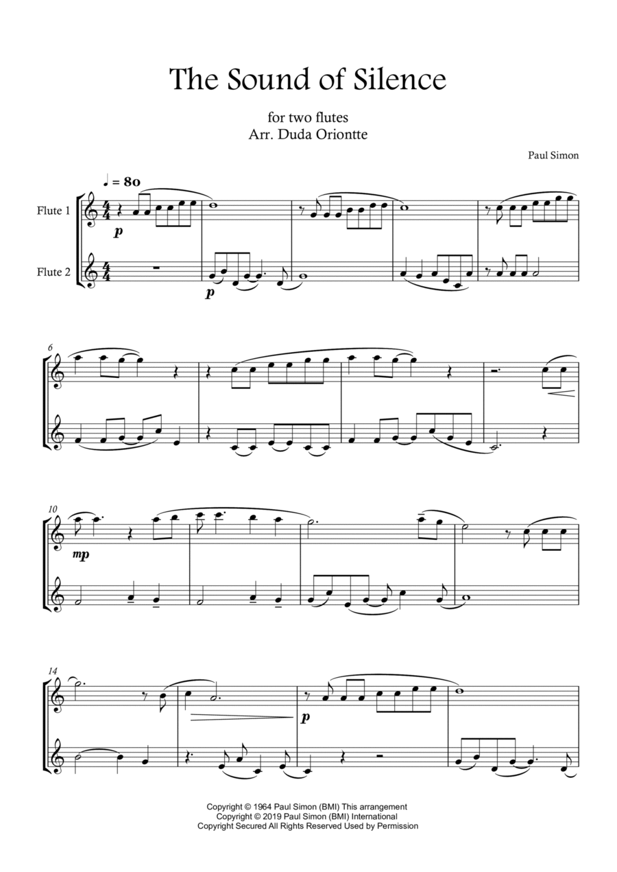 The Sound Of Silence Flute Duet scores gallery preview page 1