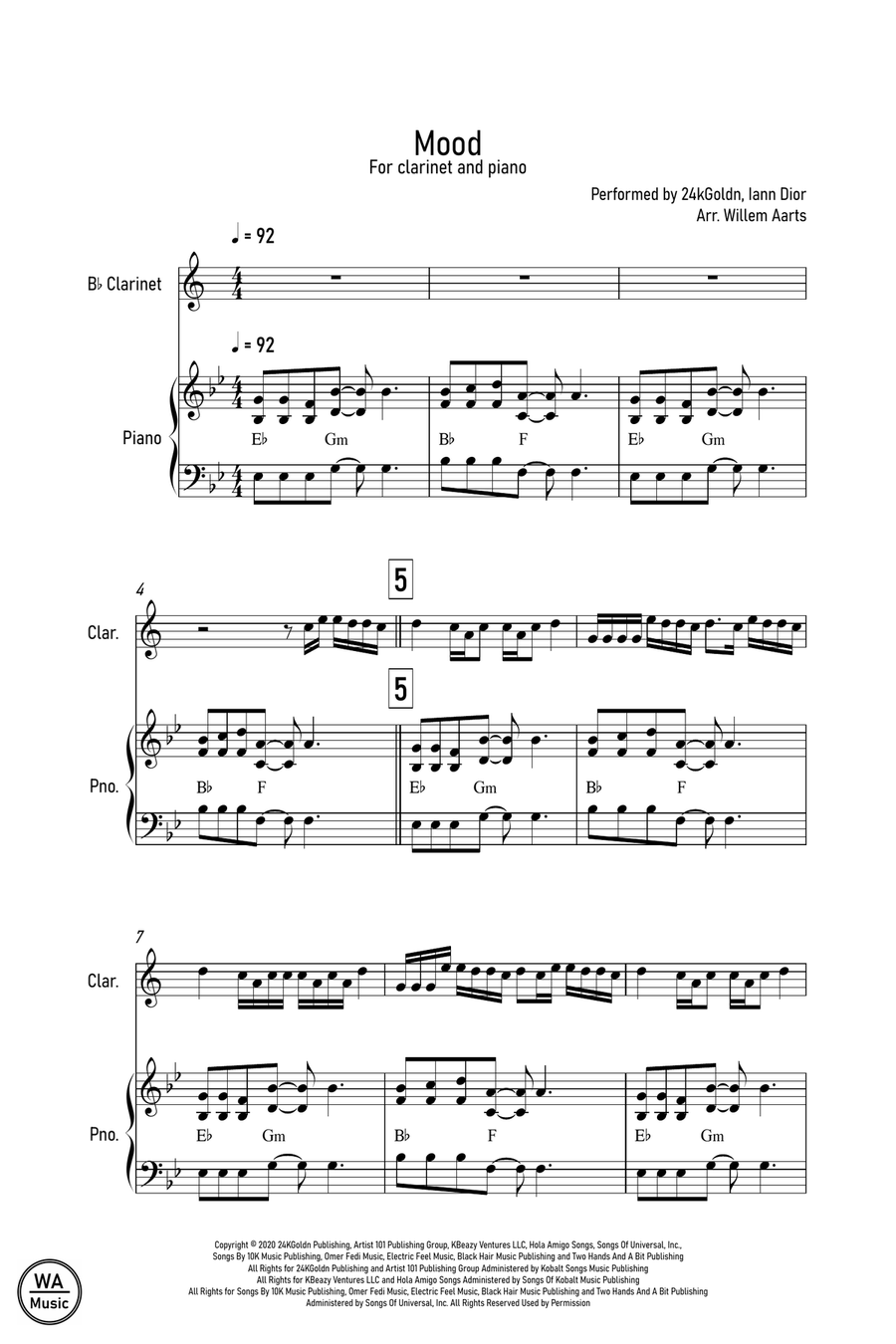Mood Clarinet Solo scores gallery preview page 1