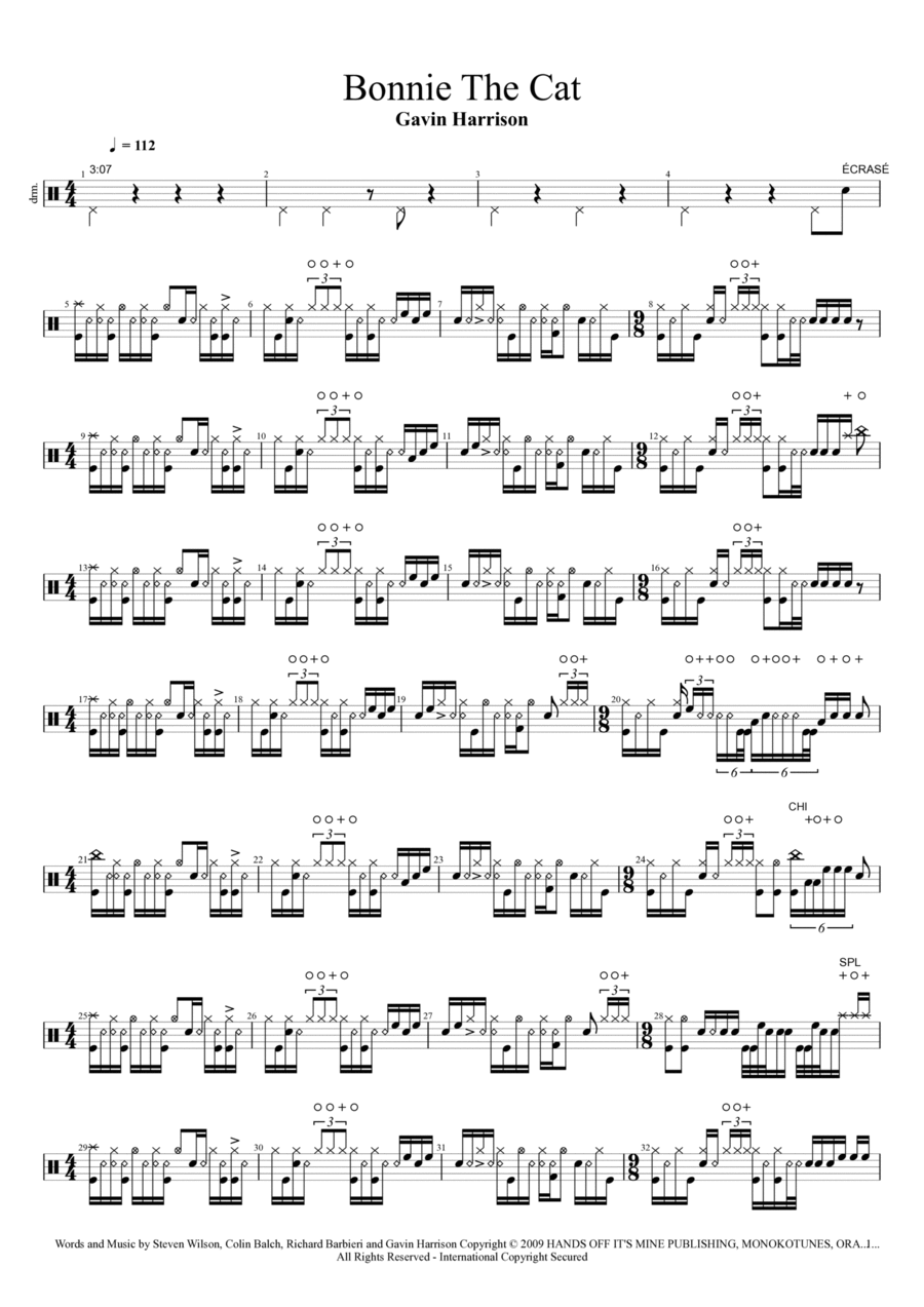 Bonnie The Cat Drum Set scores gallery preview page 1