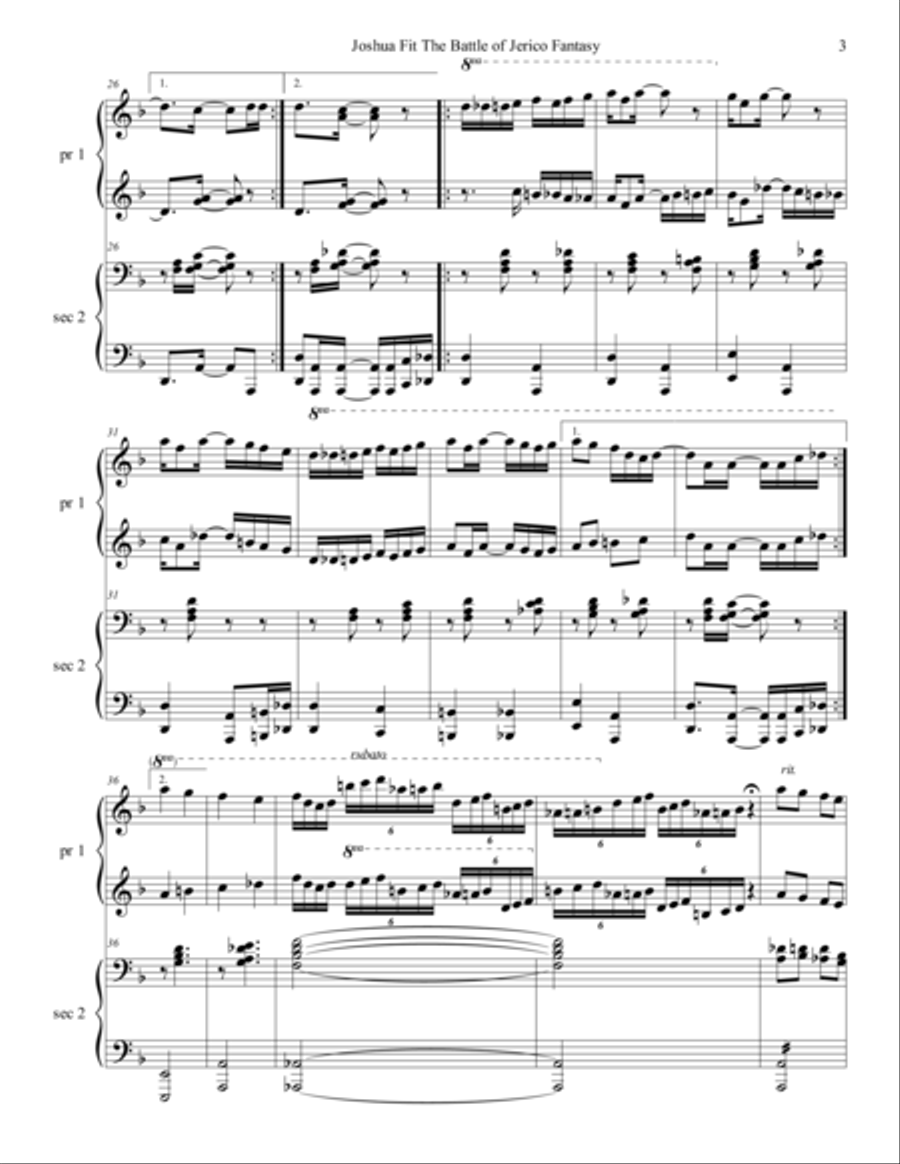 Joshua Fit The Battle of Jericho Fantasy Piano scores gallery preview page 3