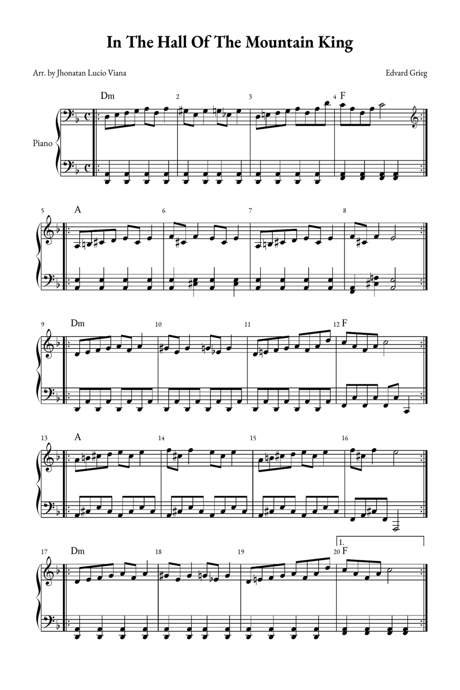 In The Hall of the Mountain King Piano Solo scores gallery preview page 1