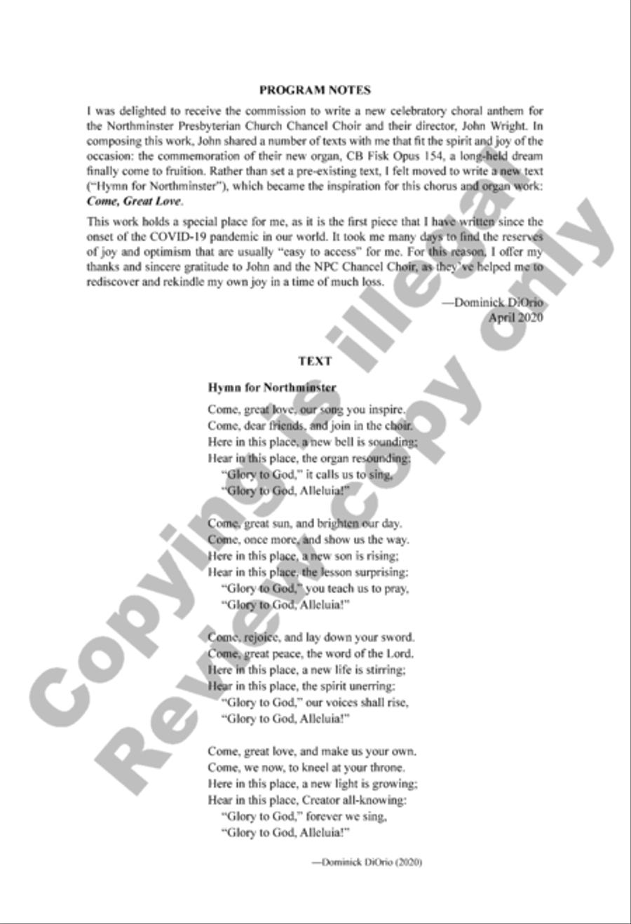 Come, Great Love 4-Part scores gallery preview page 2
