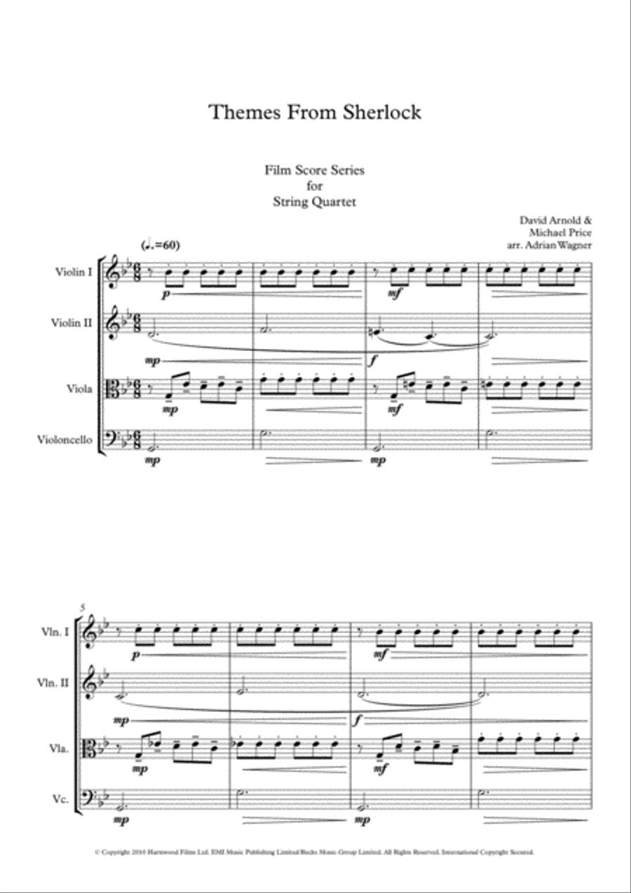 Themes From Sherlock (main Theme/watson's Theme) String Quartet scores gallery preview page 3