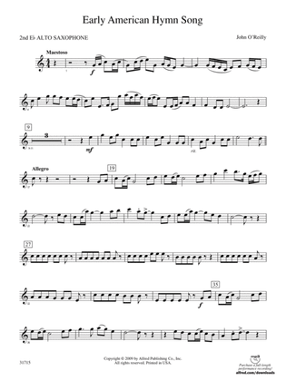 Early American Hymn Song: 2nd E-flat Alto Saxophone