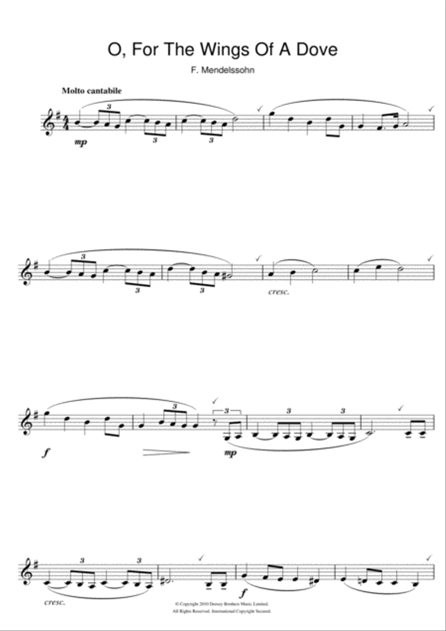 O For The Wings Of A Dove Clarinet Solo scores gallery preview page 1