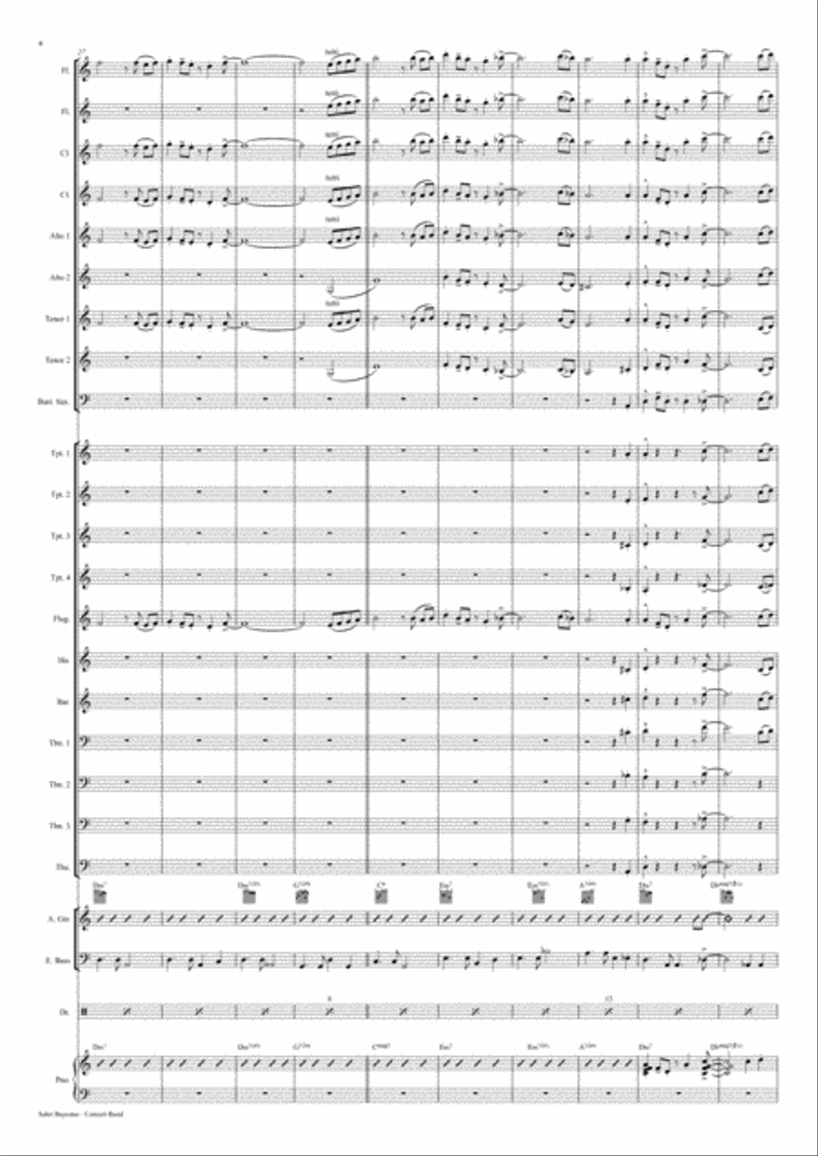 Salut Bayonne - Samba for Concert band - w. Trp./Bugle Solo Concert Band scores gallery preview page 4