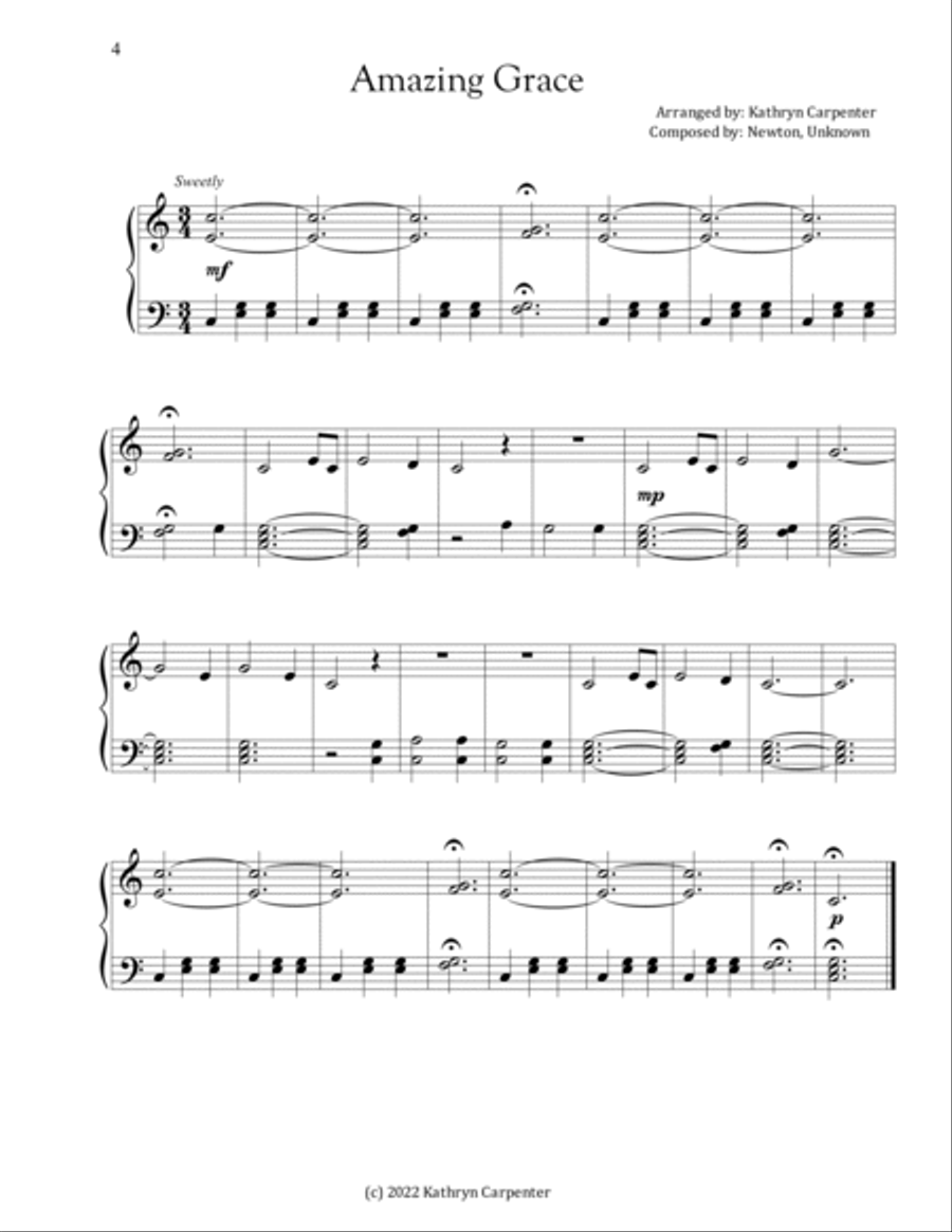 Piano Hymns for Everyone: Easy & Intermediate Arrangements Piano Method scores gallery preview page 4