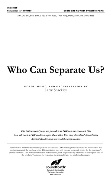 Who Can Separate Us? - Orchestral Score and Parts