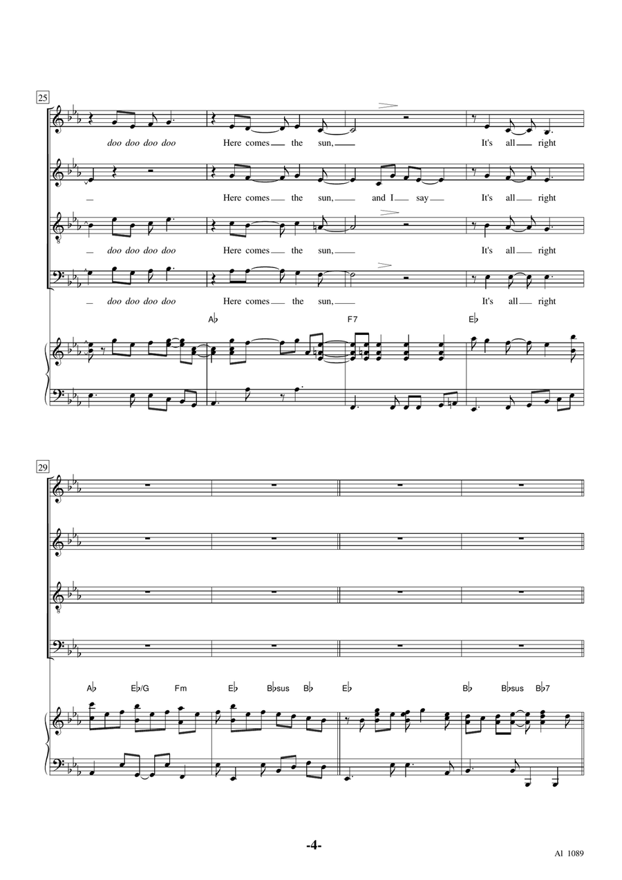 Here Comes The Sun 4-Part scores gallery preview page 4