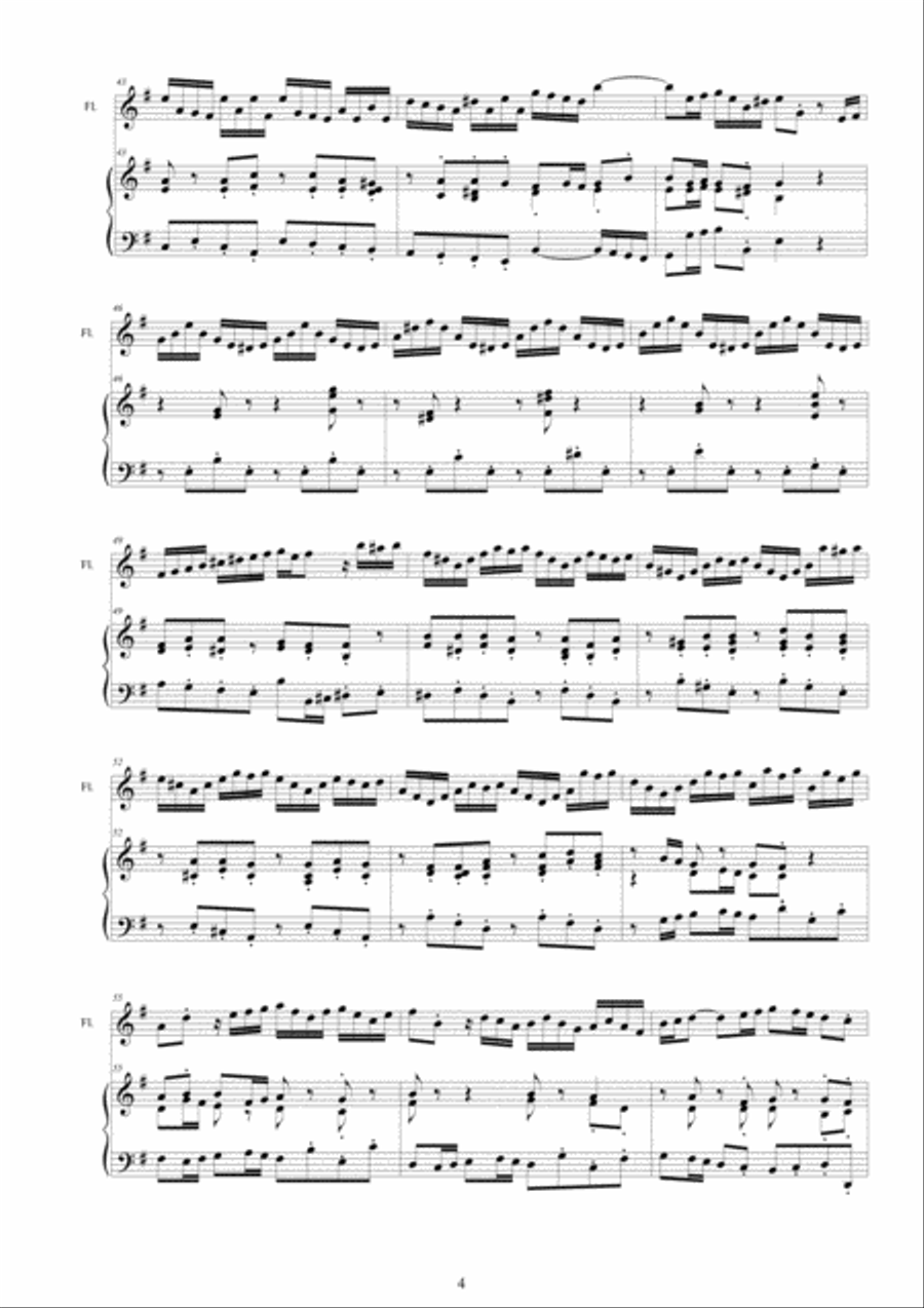 Bach - Flute Sonata in E minor BWV 1034 for Flute and Harpsichord (or Piano) Flute Solo scores gallery preview page 4
