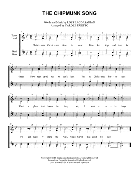 The Chipmunk Song (chorus)