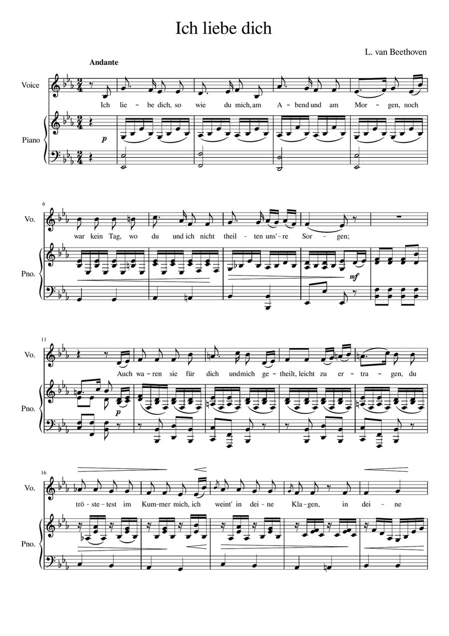 Ich liebe dich - Eb Major Voice Solo scores gallery preview page 2