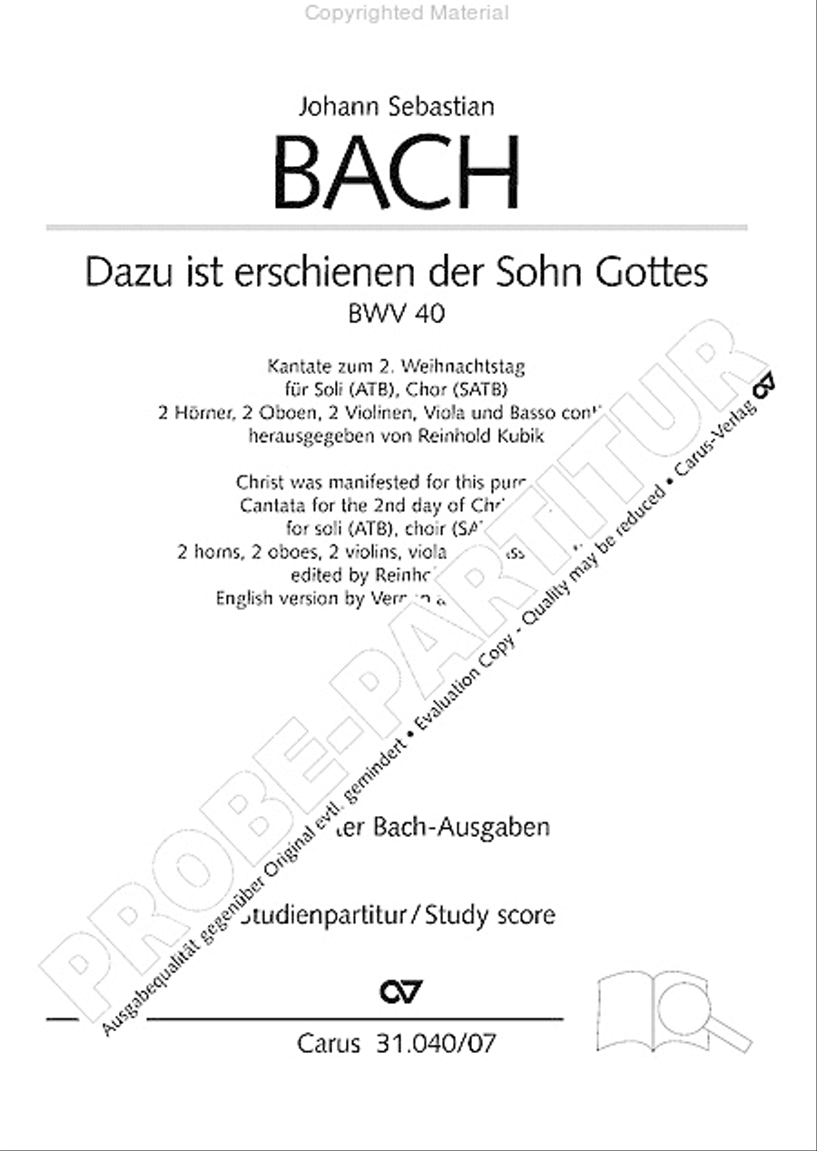 Christ was manifested for this purpose (Dazu ist erschienen der Sohn Gottes) ATB scores gallery preview page 3