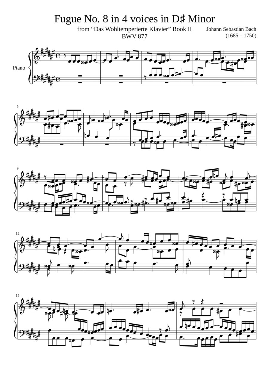 Fugue No. 8 BWV 877 in D# Minor