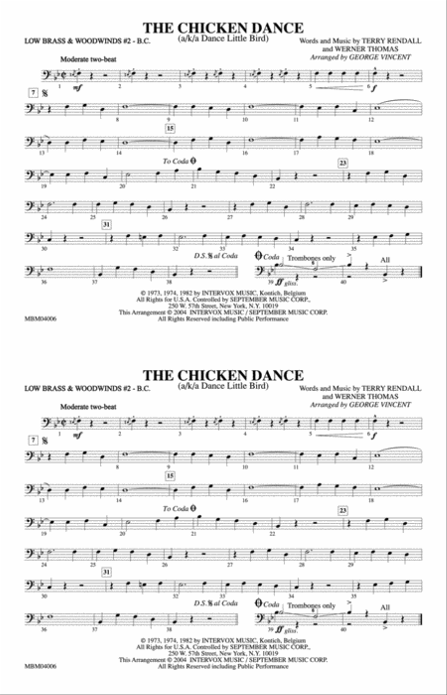 The Chicken Dance: Low Brass & Woodwinds #2 - Bass Clef Marching Band scores gallery preview page 1