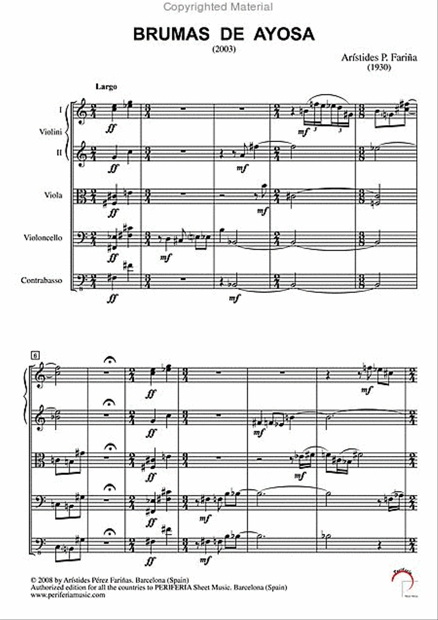 Brumas de Ayosa for String Quintet String Quintet scores gallery preview page 2