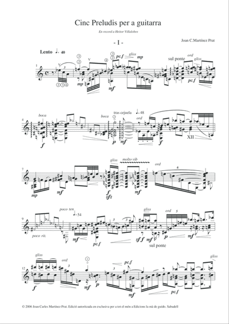 Cinc preludis per a guitarra Classical Guitar scores gallery preview page 6