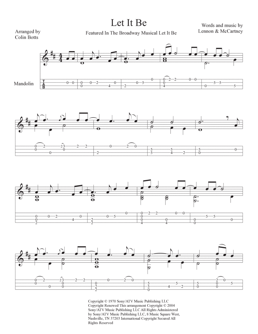 Let It Be Mandolin scores gallery preview page 1