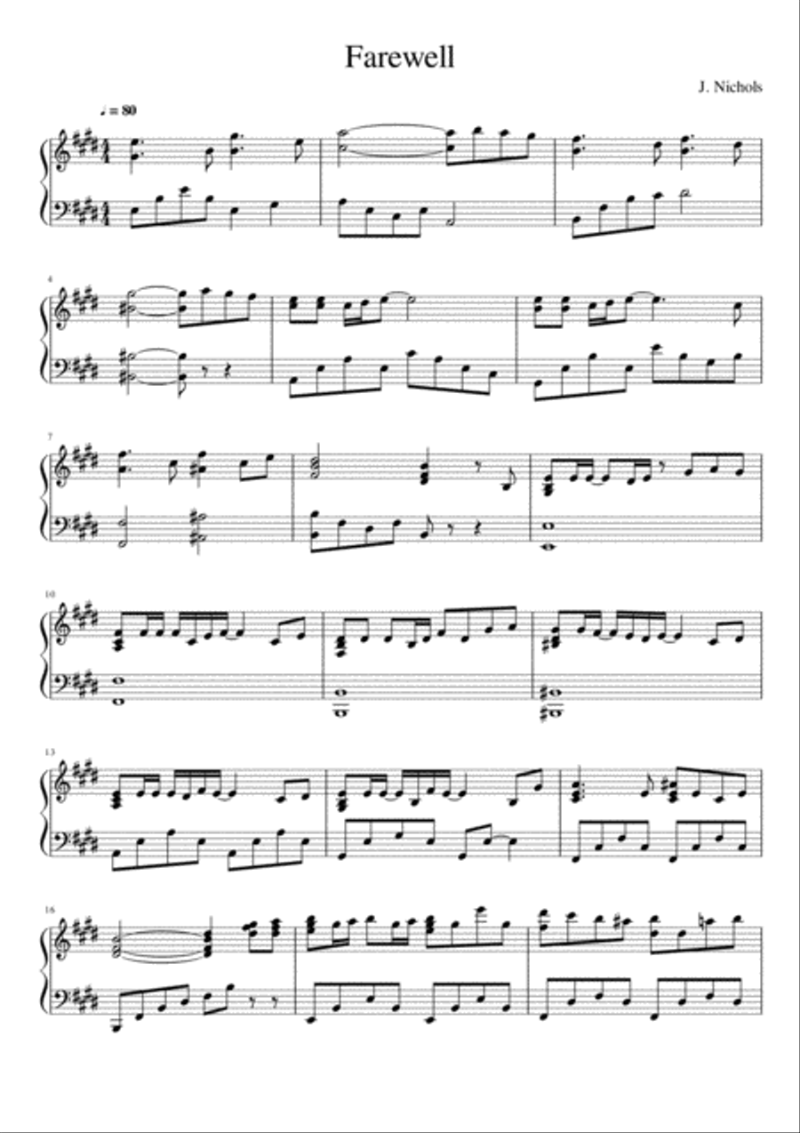 Farewell Piano Solo scores gallery preview page 1