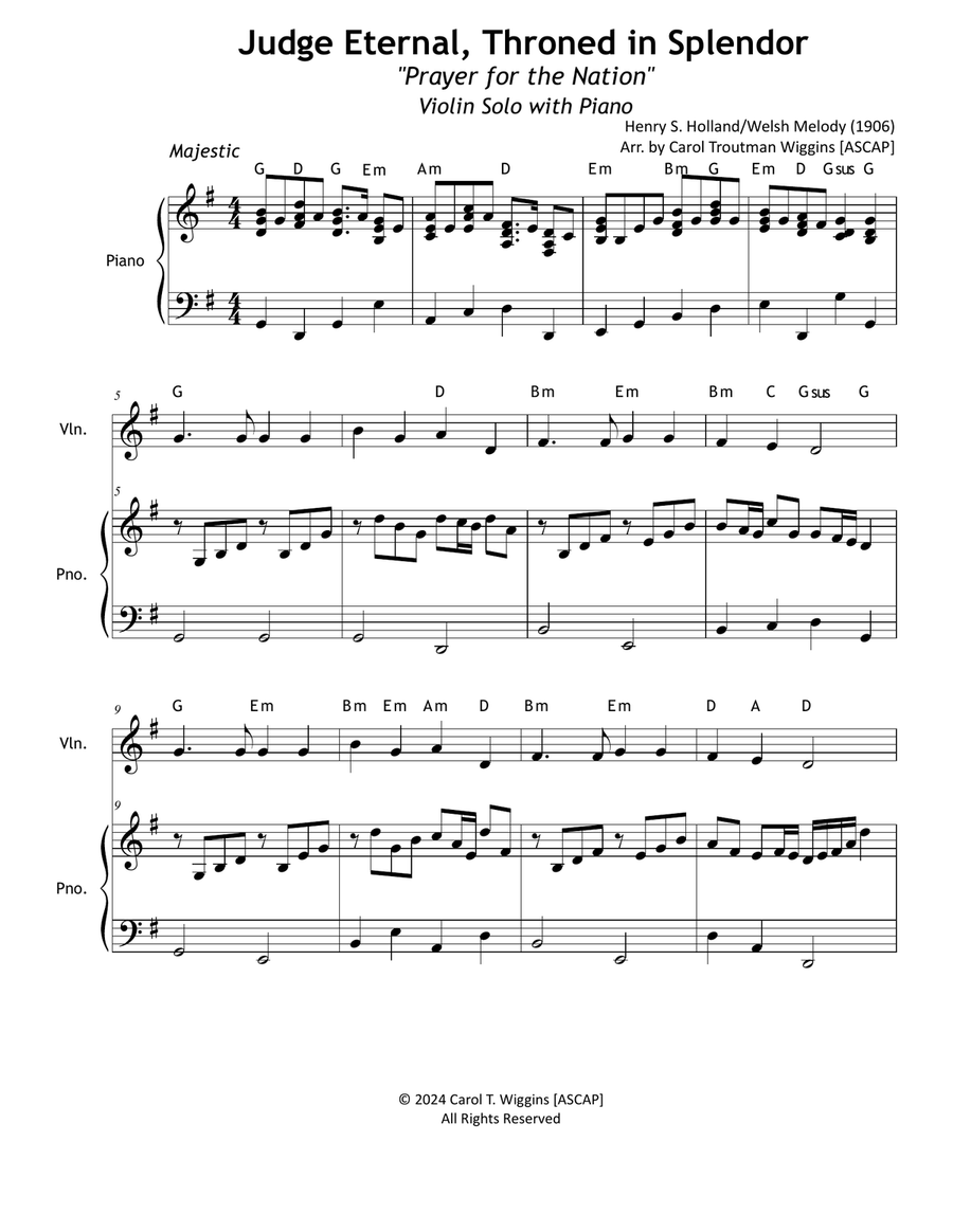 Judge Eternal, Throned in Splendor (Violin & Piano) Violin Solo scores gallery preview page 1