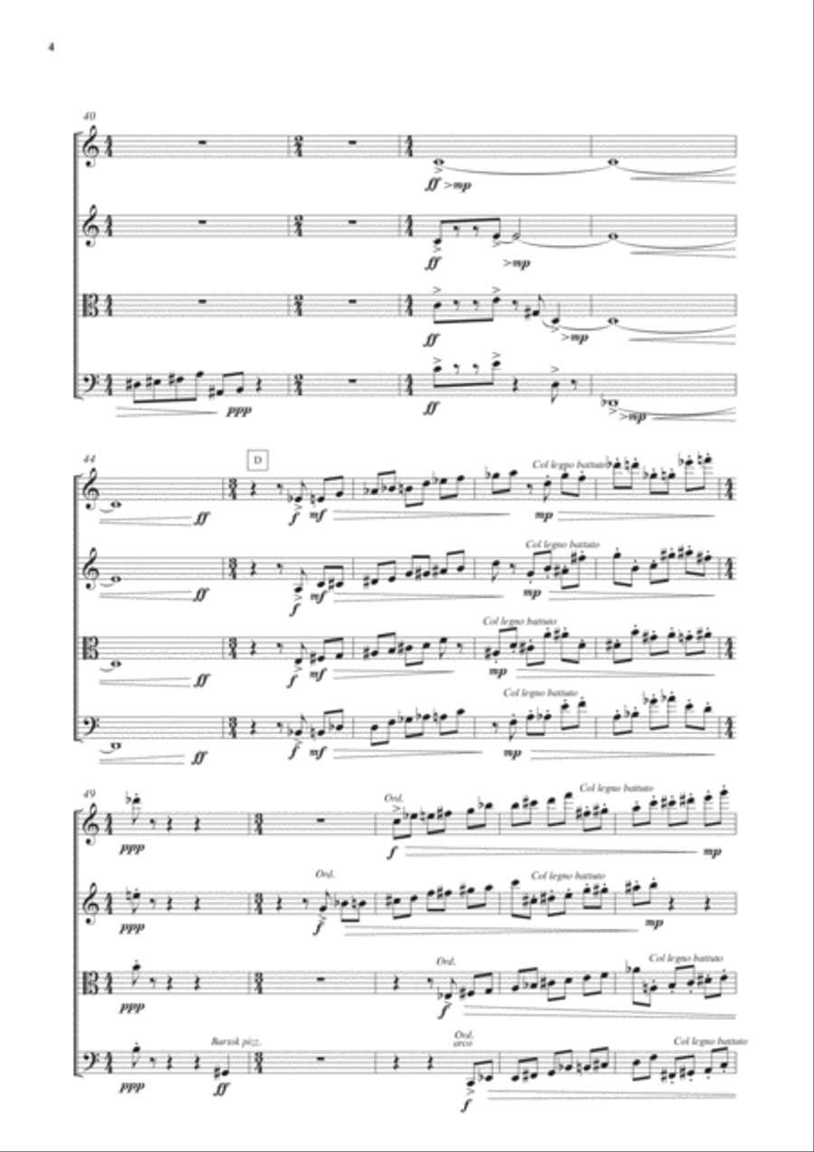 LUCIO GREGORETTI: L’acqua era buia assai String Quartet scores gallery preview page 6