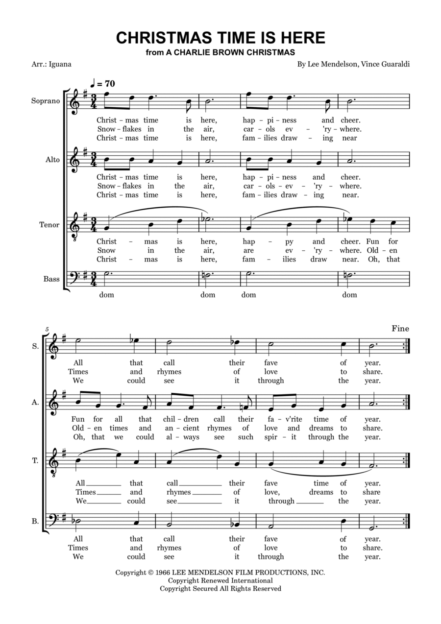Christmas Time Is Here 4-Part scores gallery preview page 1
