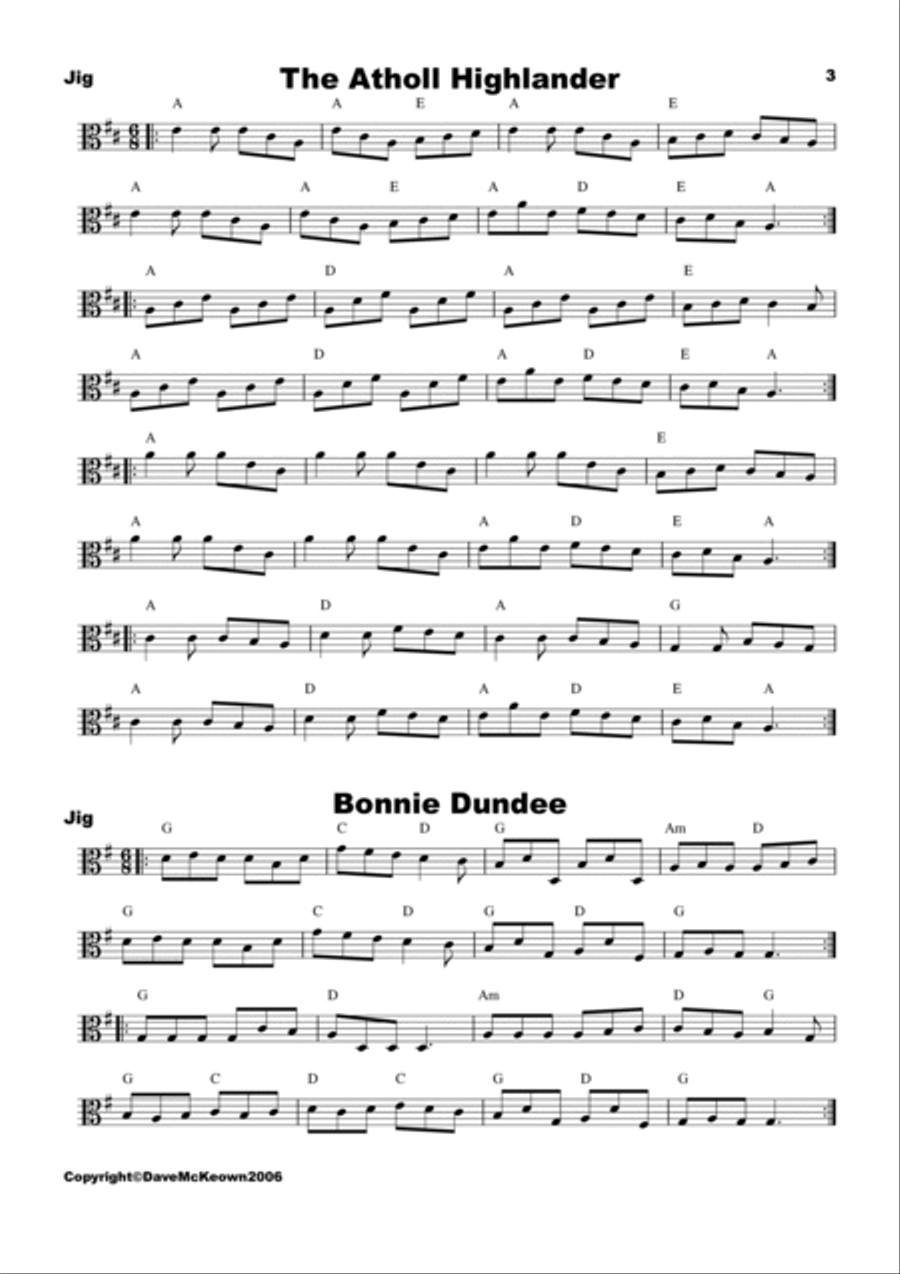 Traditional Scottish Dance Music for Viola; 40 Jigs, Marches, Strathspeys and more... Viola Solo scores gallery preview page 3