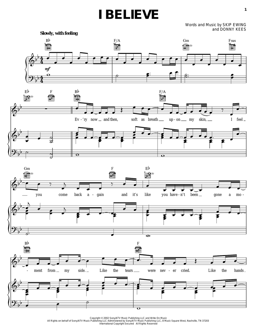I Believe Acoustic Guitar scores gallery preview page 1