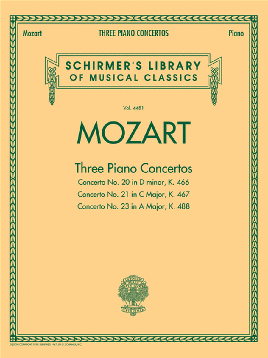 Mozart – 3 Piano Concertos Piano scores gallery preview page 1
