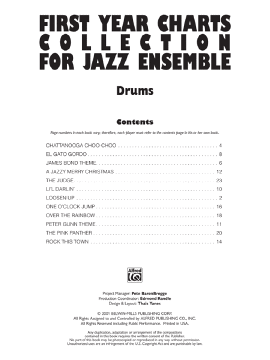 First Year Charts Collection for Jazz Ensemble