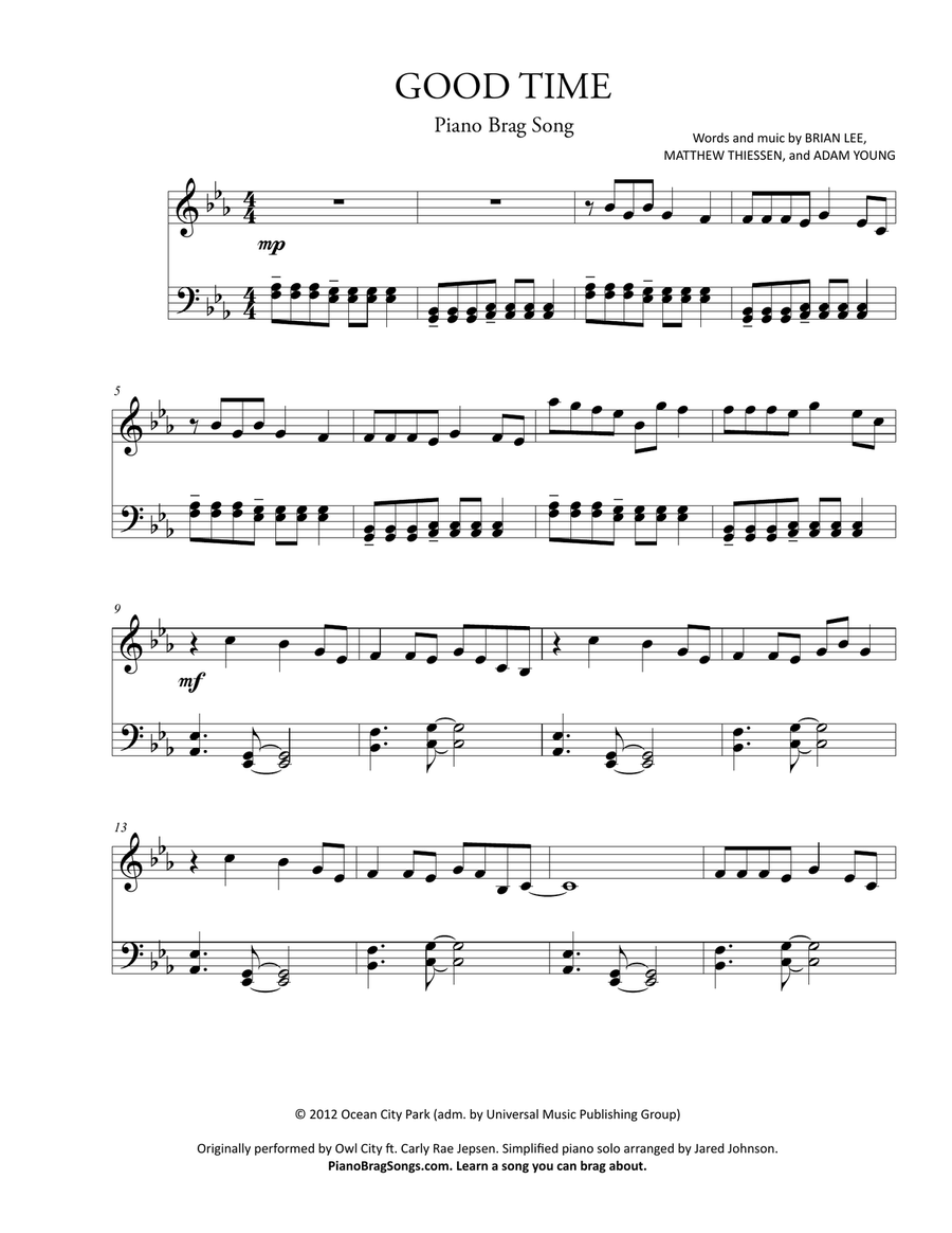 Good Time Piano Solo scores gallery preview page 1