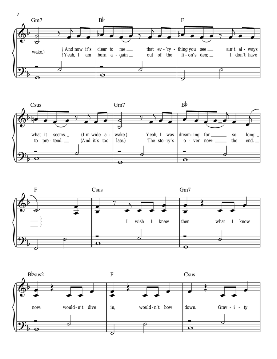 Wide Awake Easy Piano scores gallery preview page 2