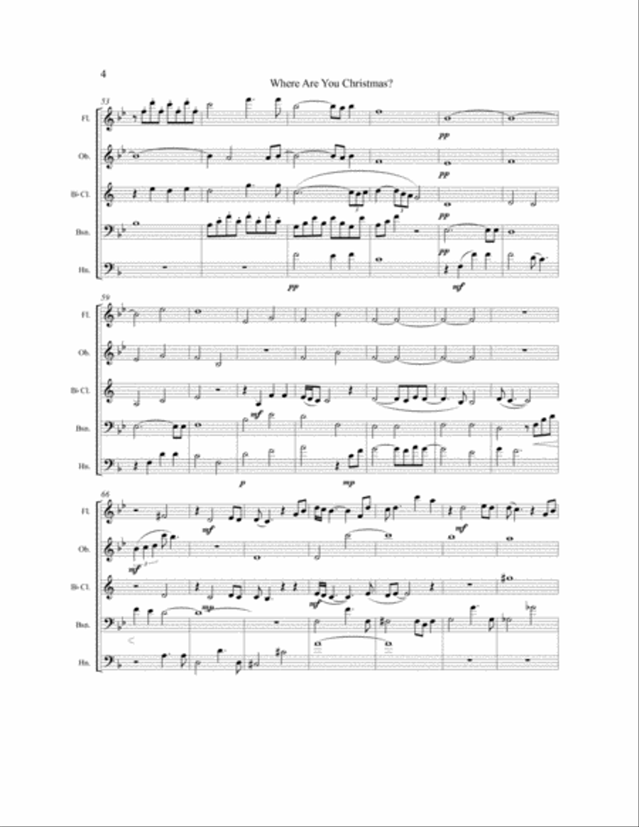 Where Are You Christmas? Woodwind Quintet scores gallery preview page 4